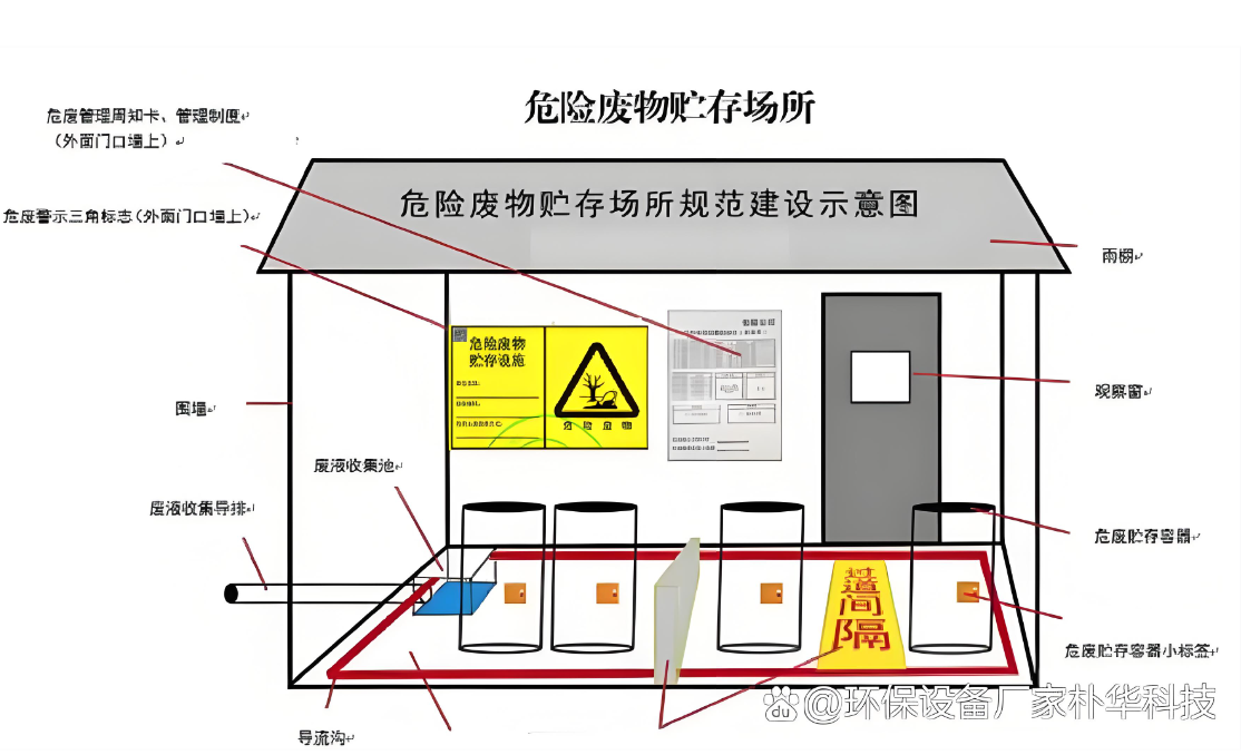 危废暂存间外部结构及分区示意图